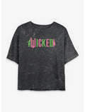 Wicked Elphaba and Glinda Silhouettes Logo Girls Mineral Wash Crop T-Shirt