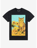 Orange Cat Sunflower Portrait T-Shirt