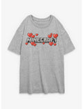 Minecraft Logo Hearts Girls Oversized T-Shirt