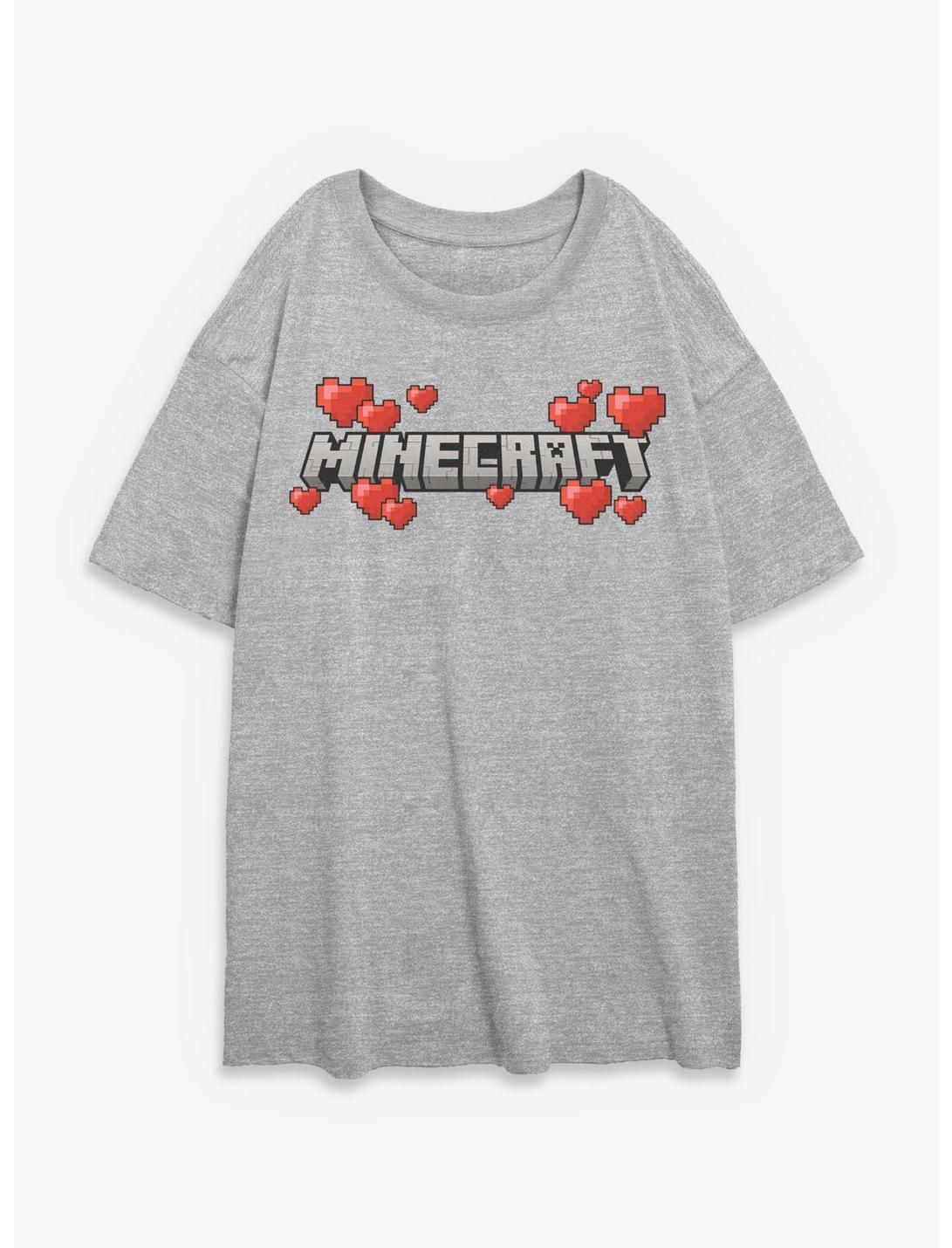 Minecraft Logo Hearts Girls Oversized T-Shirt
