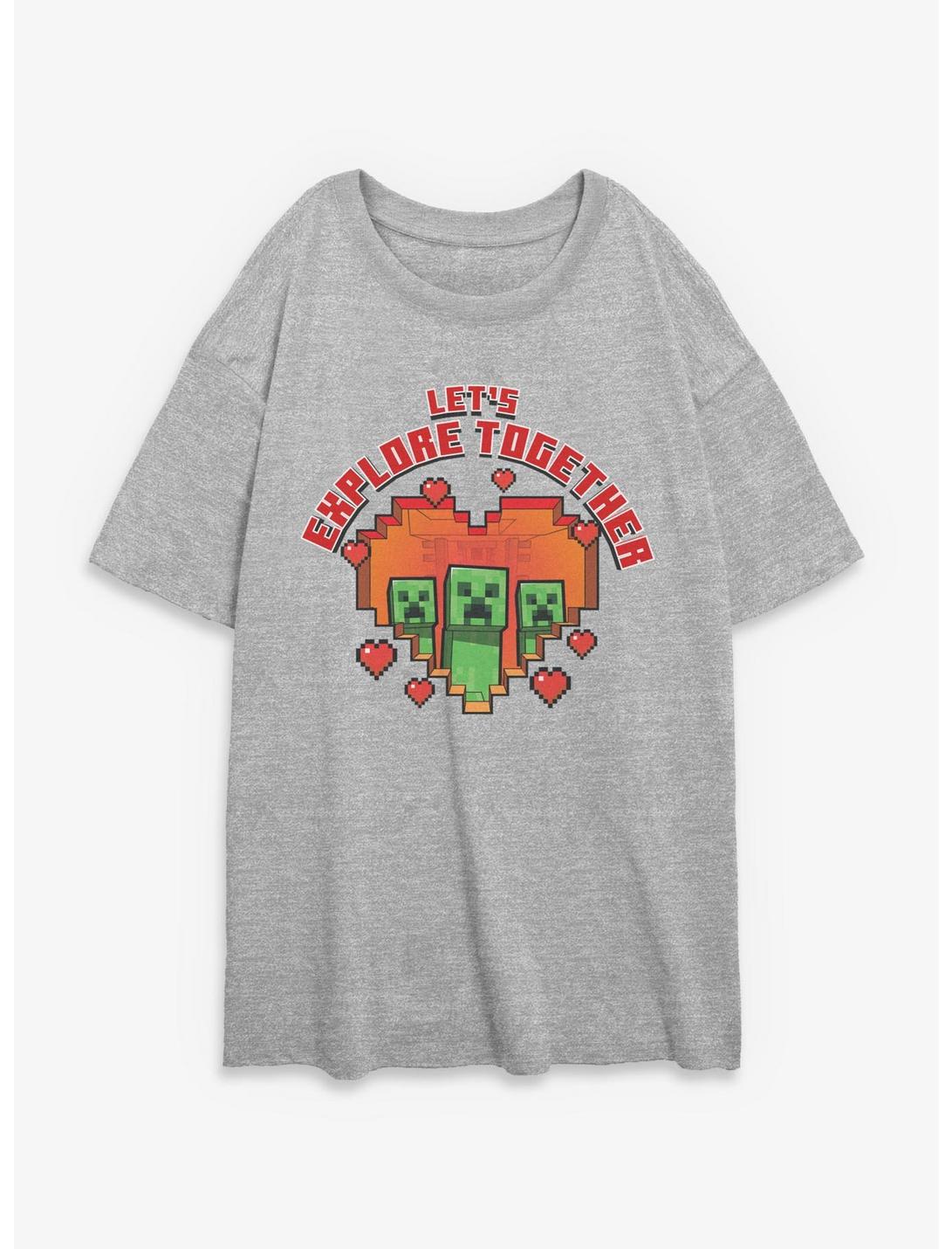 Minecraft Let's Explore Together Creeper Girls Oversized T-Shirt