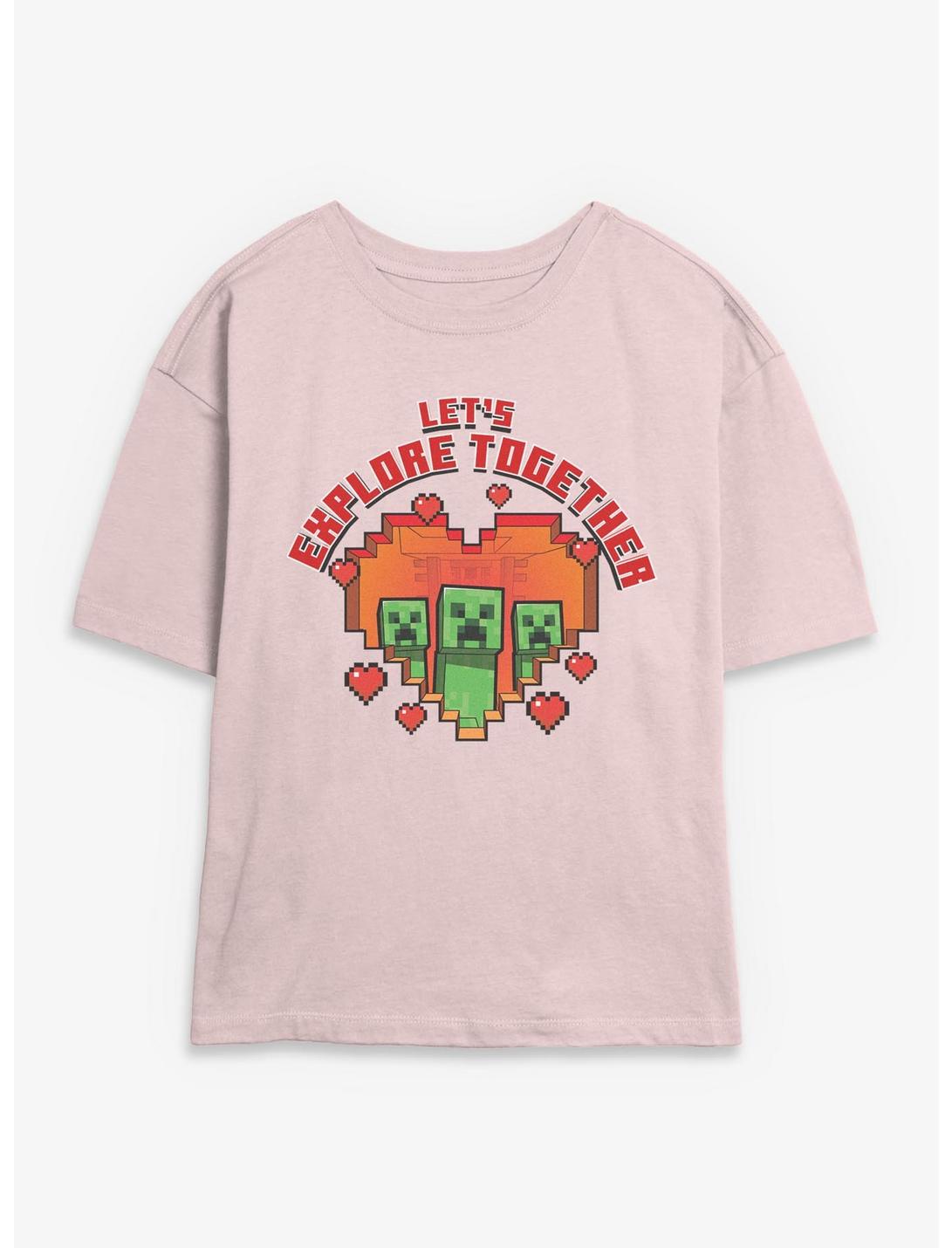 Minecraft Let's Explore Together Creeper Girls Skimmer T-Shirt