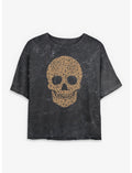 Gradient Skull Girls Mineral Wash Crop T-Shirt
