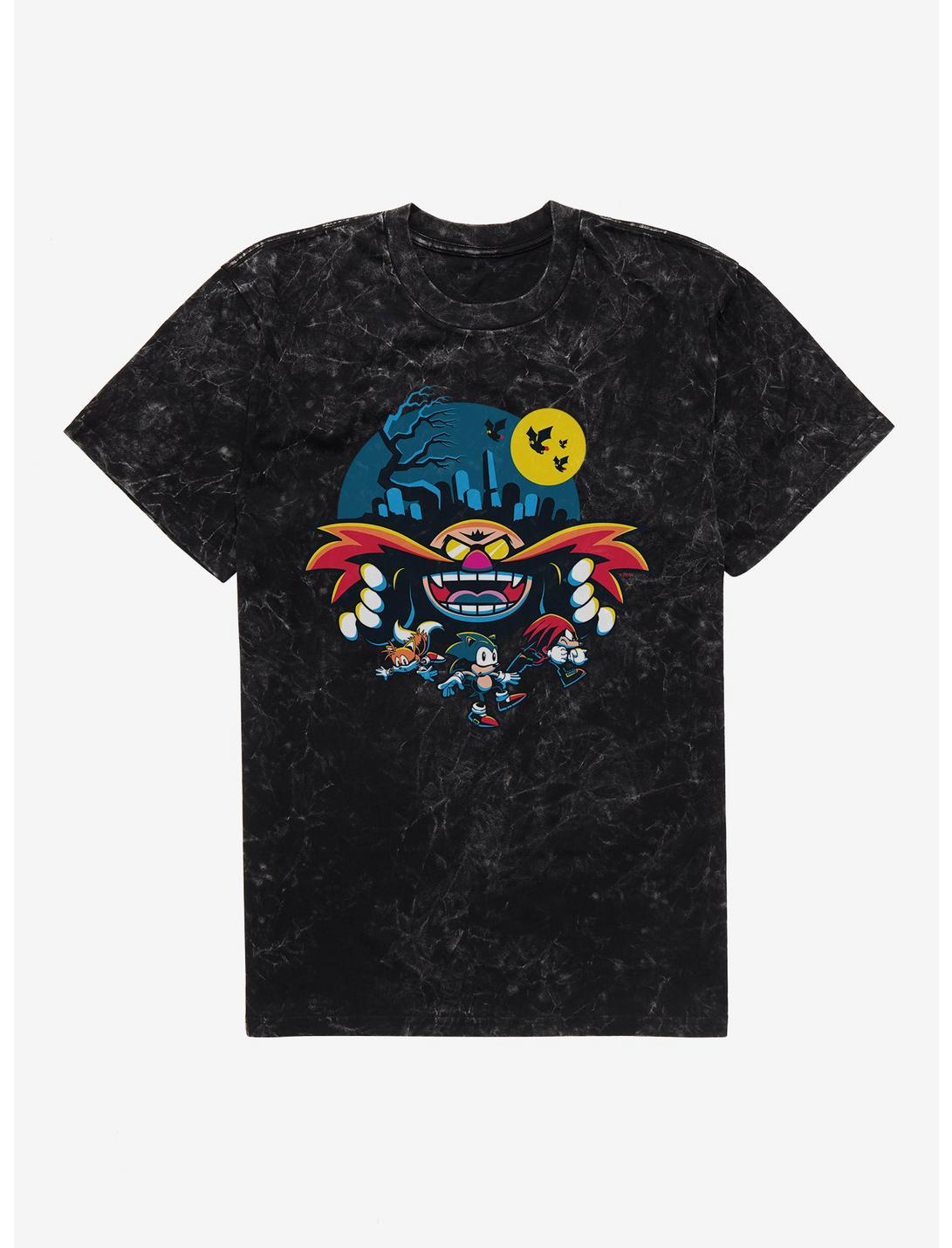 Sonic The Hedgehog Eggman Spooky Scary Halloween Mineral Wash T-Shirt
