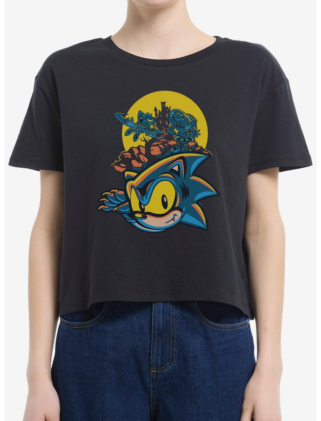 Sonic The Hedgehog Spooky Scary Halloween Girls Boxy Crop T-Shirt