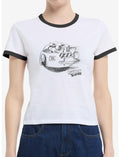 Sonic The Hedgehog Dr. Eggman Egg Mobile Artistic Sketch Girls Ringer T-Shirt