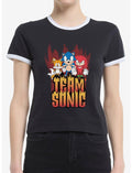 Sonic The Hedgehog Running At Full Speed Girls Ringer T-Shirt