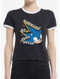 Sonic The Hedgehog Game On Girls Ringer T-Shirt
