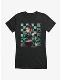 Demon Slayer Checkered Tanjiro Portrait Girls T-Shirt