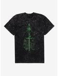 The Lord Of The Rings Arragorn Over Map Of Middle Earth Mineral Wash T-Shirt