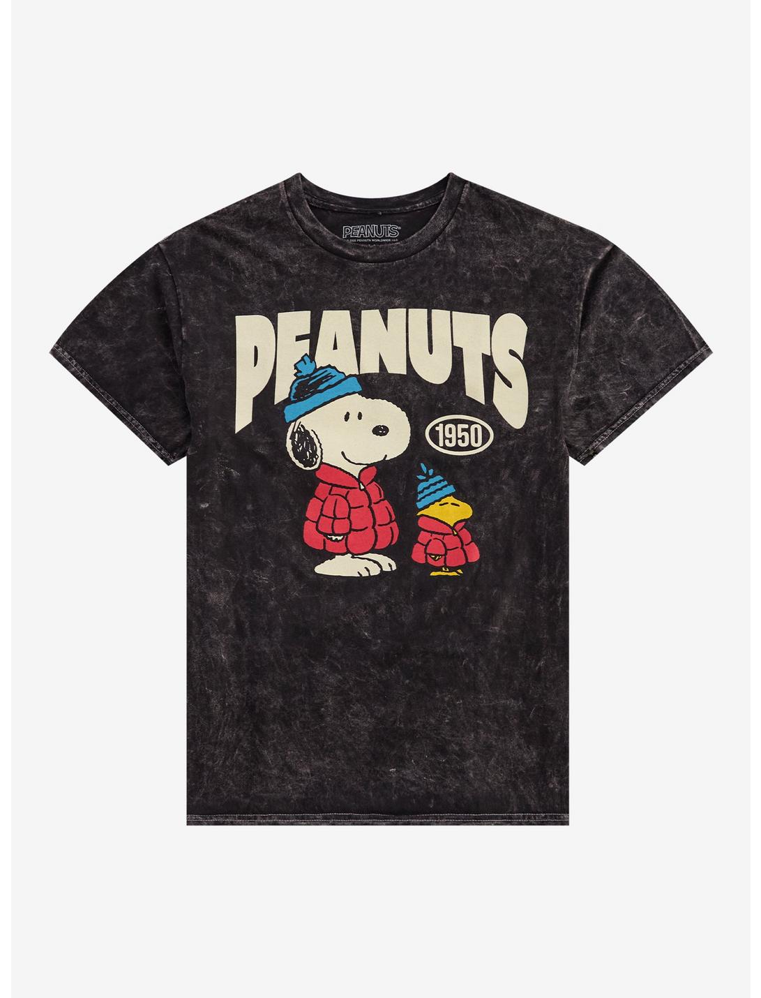 Peanuts Snoopy & Woodstock Puffer Jacket Mineral Wash T-Shirt