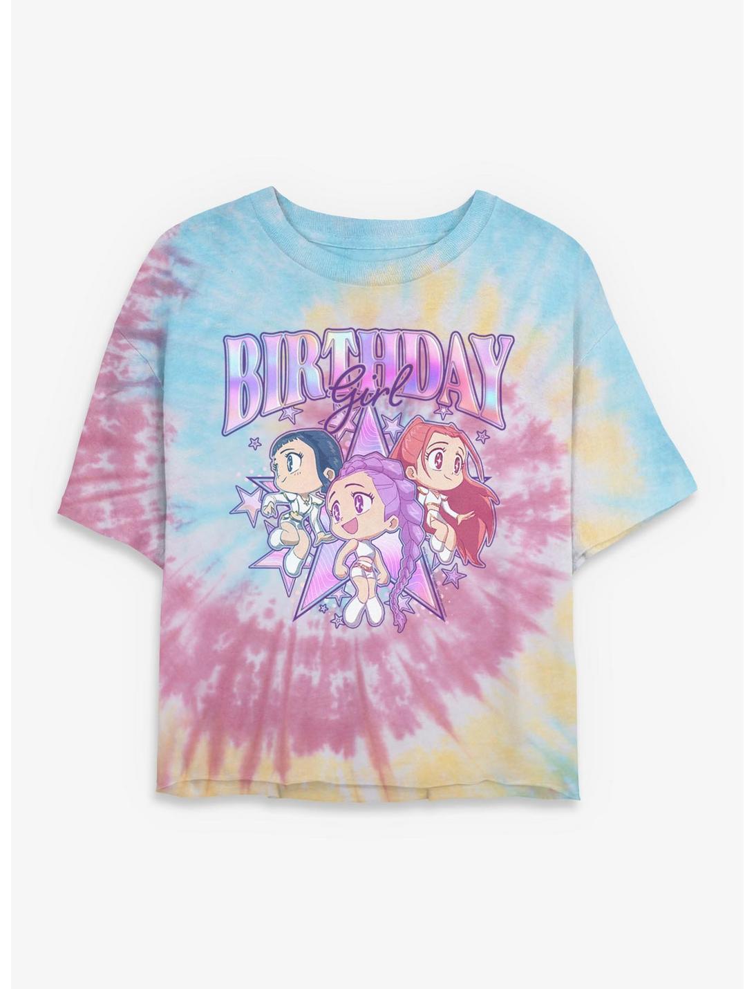 KPop Demon Hunters HUNTR/X Birthday Girls Tie-Dye Crop T-Shirt