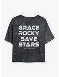 Project Hail Mary Grace Rocky Save Stars Girls Mineral Wash Crop T-Shirt