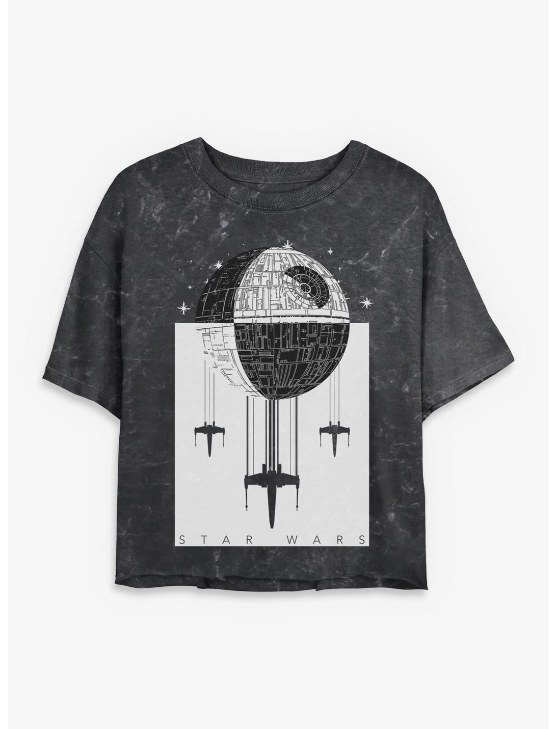 Star Wars Death Star Battle Girls Mineral Wash Crop T-Shirt