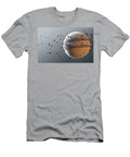 A Dirty White Leather Cricket Ball Caught in Slow Motion Flying Through the Air Scattering Dirt Part Allan Swart T-Shirt