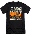 A Man Cannot Survive on Beer Alone He Needs Cricket As Well Orange Pieces T-Shirt