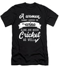 A Woman Cannot Survive on Wine Alone She Needs Cricket As Well Orange Pieces T-Shirt