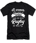 A Woman Cannot Survive on Wine Alone She Needs Rugby As Well Orange Pieces T-Shirt