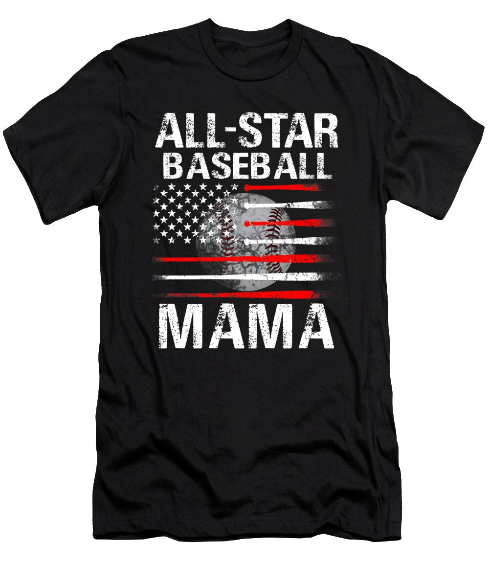 All Star Baseball Mama USA Flag Dhbubble T-Shirt