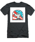 American Football Quarterback Qb USA Flag Woodcut Aloysius Patrimonio T-Shirt