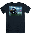 Baltimore Ravens Football Helmet in Rain Kevin Walker and Pixel Reverie T-Shirt