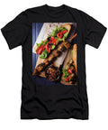 Barbecue Skewers with Spinach and Pepper Crostino and Caramelised Onions Great Stock T-Shirt