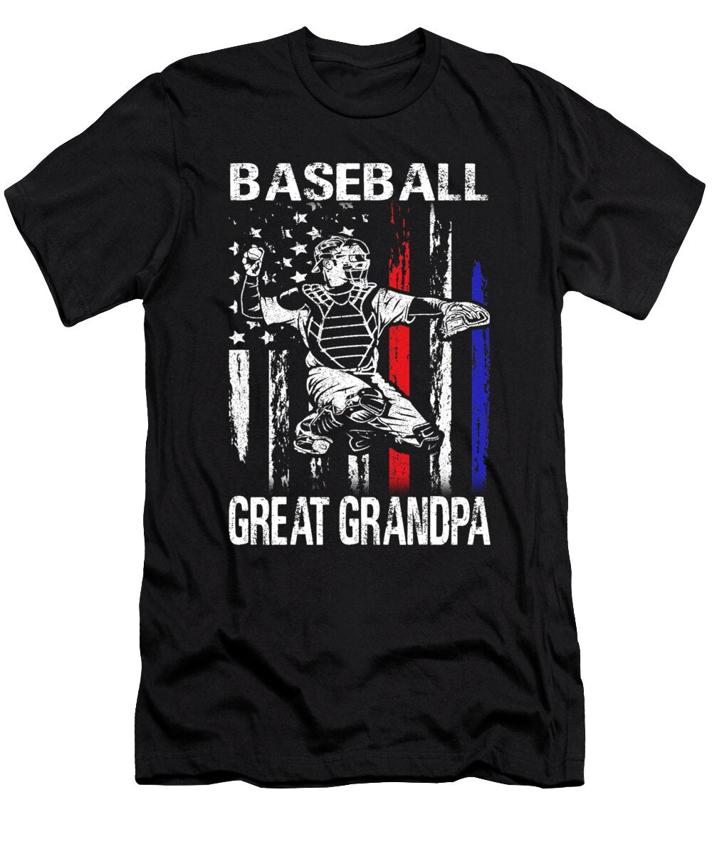Baseball Great Grandpa Happy Fathers Day USA Flag Dhbubble T-Shirt