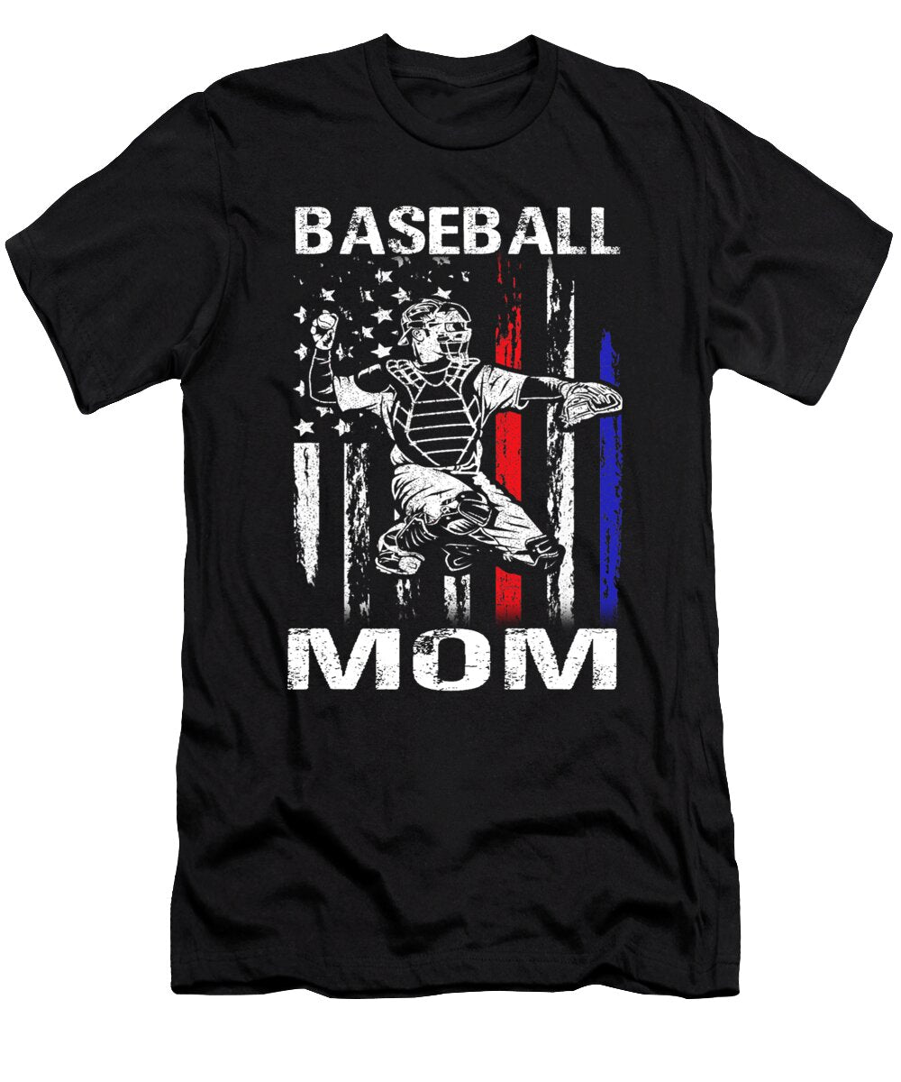 Baseball Mom Happy Fathers Day USA Flag Dhbubble T-Shirt