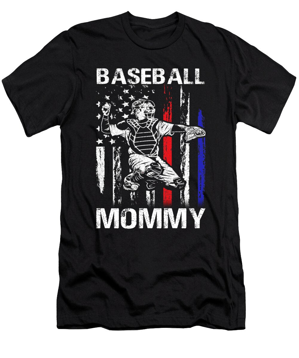 Baseball Mommy Happy Fathers Day USA Flag Dhbubble T-Shirt