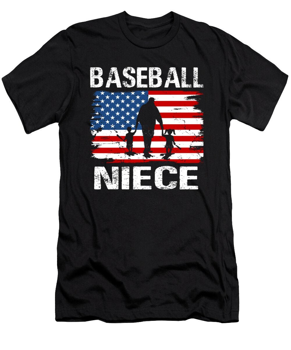 Baseball Niece USA Flag Catcher Fathers Day Dhbubble T-Shirt