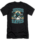 Christian Hockey Jesus Saves Goalie Humor Religious Hockey T Christian Christian Faith Inspirational Wall Art Decor Gift Hung Trong Huynh T-Shirt