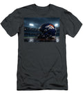 Denver Broncos Helmet in Rainy Stadium Kevin Walker and Pixel Reverie T-Shirt