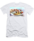 Feta Cheese and Vegetables Skewers with Mushroom Antipasti and Bread Teubner Foodfoto T-Shirt