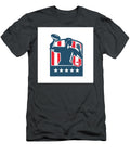 Flag Football Qb Player Passing Ball USA Flag Crest Retro Aloysius Patrimonio T-Shirt