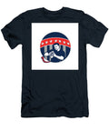 Flag Football Qb Player Running Circle Retro Aloysius Patrimonio T-Shirt