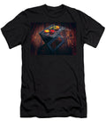 Food on a Folding Grill on a Dark Wooden Surface Jalag Michael Bernhardi T-Shirt