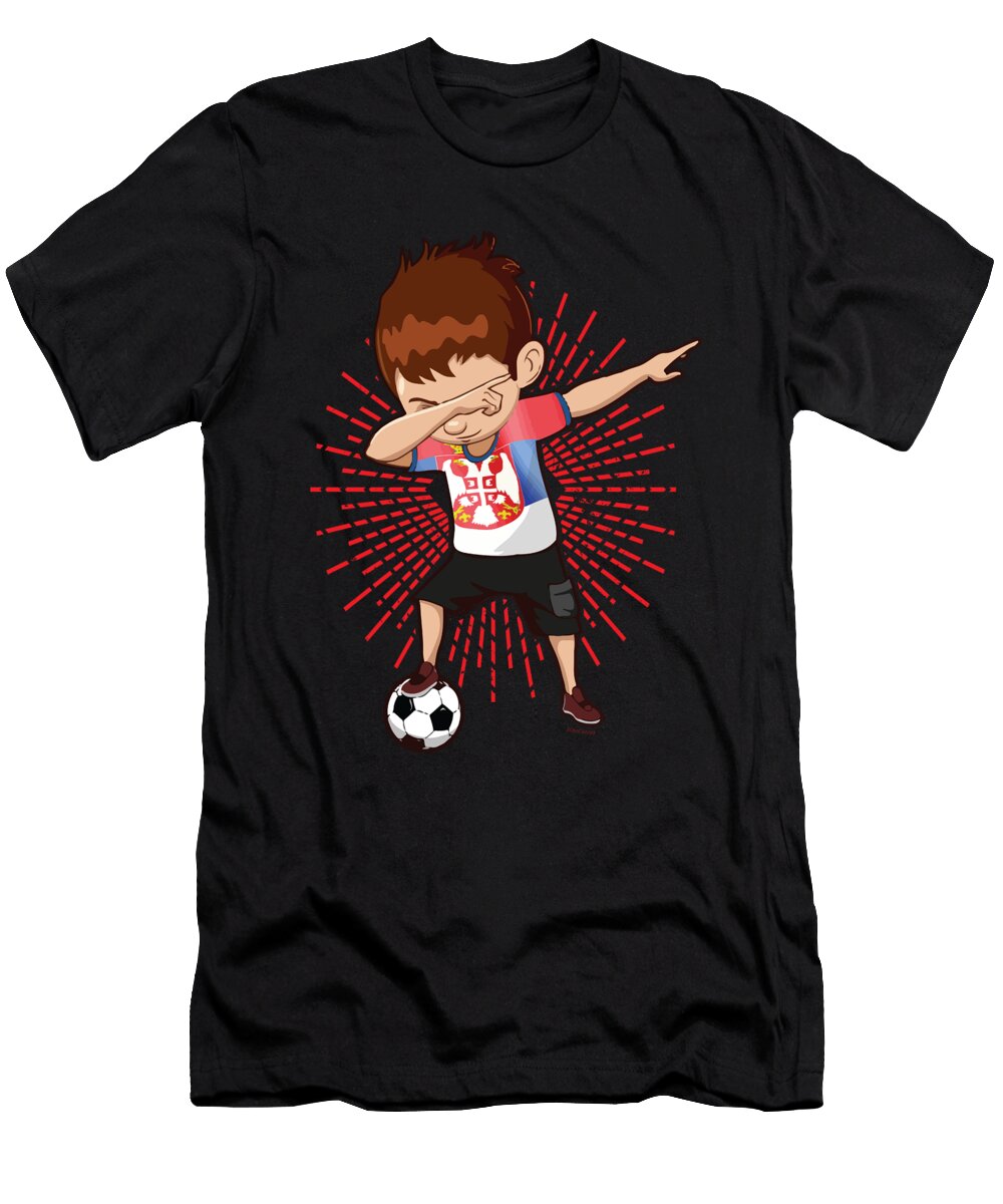 Football Dab Serbia Serbs Serbian Footballer Dabbing Rugby Goal Soccer Gift Thomas Larch T-Shirt