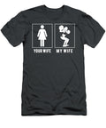 Funny Volleyball Player My Wife Your Wife Gift for Husband Spiking the Humor Volleyball Player Husband T-Shirt