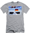 Germany Flag on Toothpick Between Two Hockey Pucks Winter Classic Flag on Frozen Pond on Unkempt Ice Traditional Pucks for International Matches Vaclav Sonnek T-Shirt