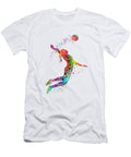 Girl Volleyball Bounce Art Colorful Watercolor Gift Sports Art Gift for Her White Lotus T-Shirt