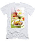 Grilled Marinated Pork Collar Steaks with Cucumber Salsa Potato Salad and White Beans Teubner Foodfoto T-Shirt