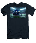 Indianapolis Colts Football Helmet on Rainy Field Kevin Walker and Pixel Reverie T-Shirt