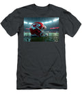 Kansas City Chiefs Football Helmet on Rainy Stadium Field Kevin Walker and Pixel Reverie T-Shirt
