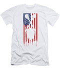 Lacrosse Fan Gift Lacrosse Sticks Lacrosse Helmet on American Flag Lacrosse Kanig Designs T-Shirt
