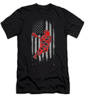 Lacrosse Gift Lacrosse Player on American Flag Lacrosse Player Kanig Designs T-Shirt