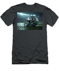 Las Vegas Raiders Football Helmet on Wet Field Kevin Walker and Pixel Reverie T-Shirt
