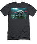 Miami Dolphins Football Helmet in Rain Kevin Walker and Pixel Reverie T-Shirt
