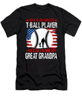 My Favorite T Ball Player Calls Me Great Grandpa Baseball USA Flag Dhbubble T-Shirt