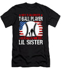 My Favorite T Ball Player Calls Me Lil Sister Baseball USA Flag Dhbubble T-Shirt