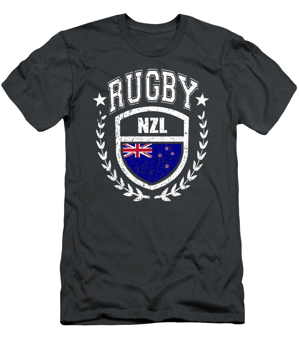 New Zealand Rugby Gear New Zealand Flag Vintage Sport Olivej Kiara T-Shirt